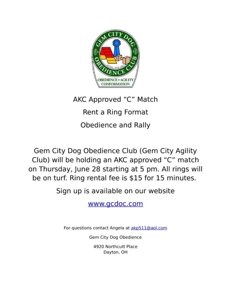 AKC C-Match June 28th!